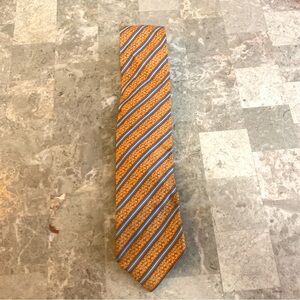 Ermenegildo Zegna Z Orange Silk Tie Men’s Dress Formal Striped Blue Preppy!